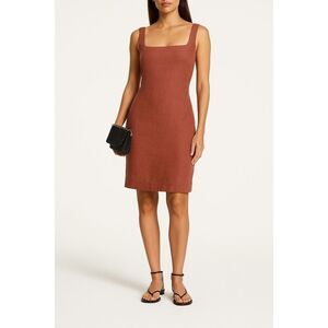 Anemos Square Neck Open Tie Back Dress Rust Brown Size S